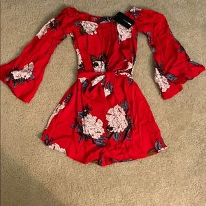 Red long sleeve romper